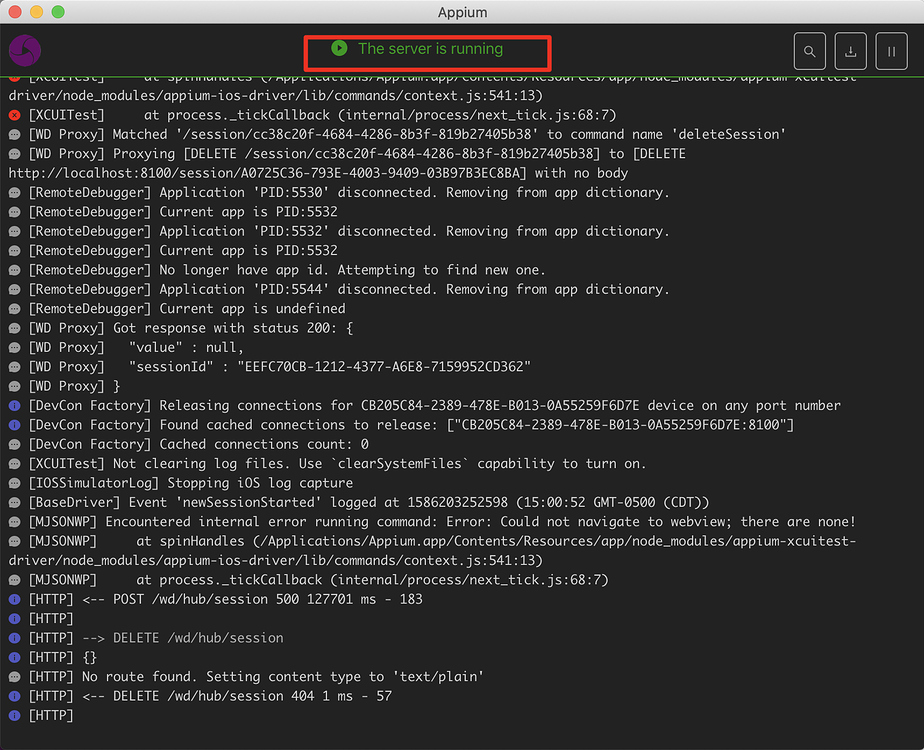 how to check if appium server is running