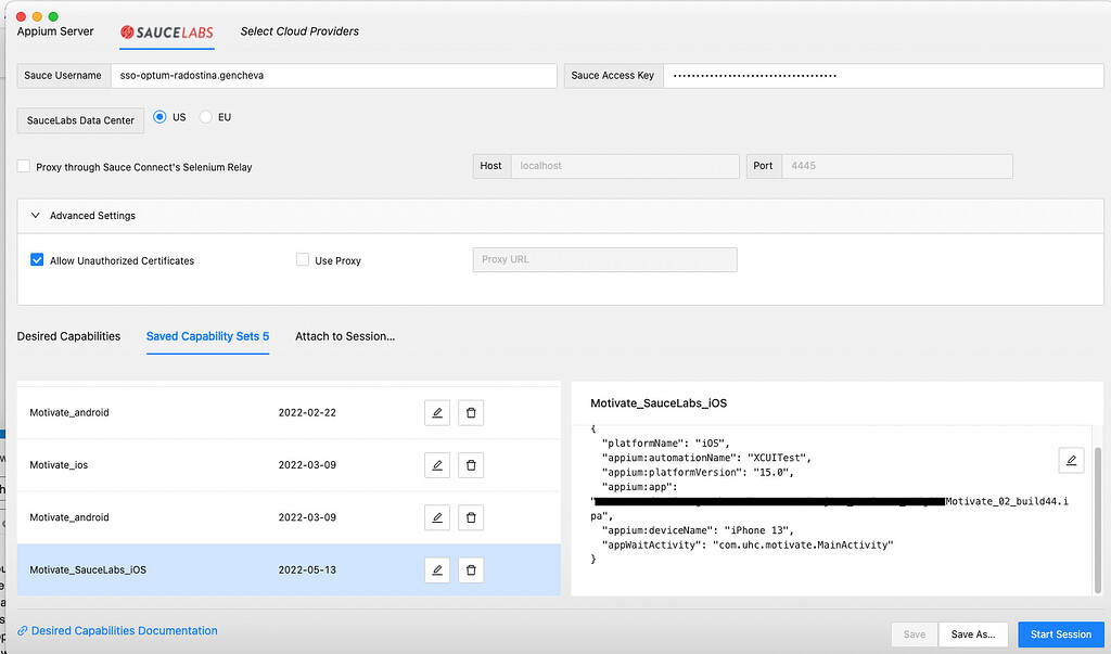 Unable to use the iOS inspector with Sauce Labs - Support - Appium Discuss