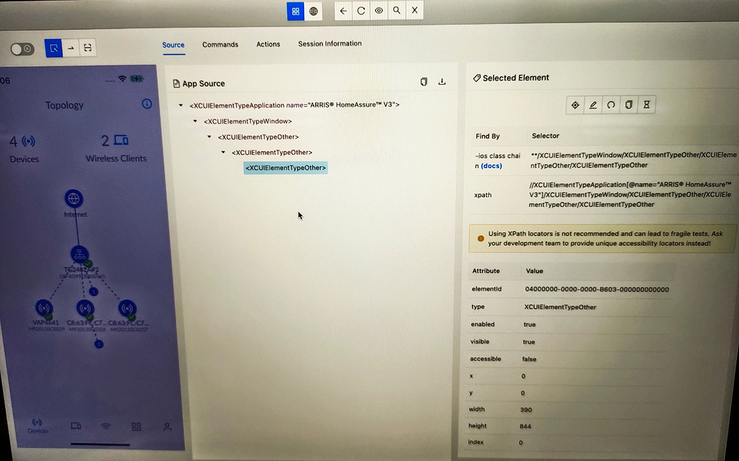 I can't get the element in my app installed on iOS device using appium ...
