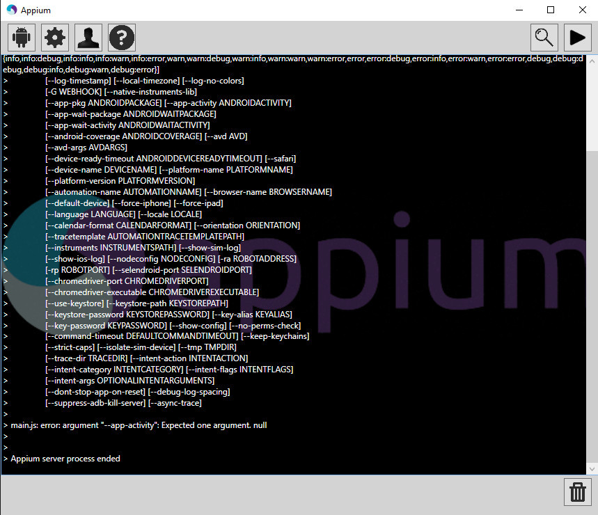 webdriverio appium server