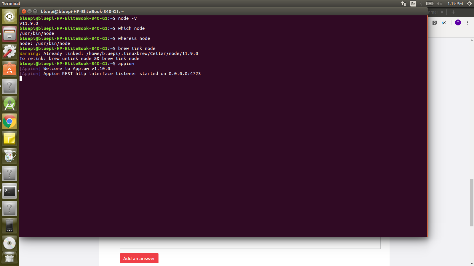 appium server command line